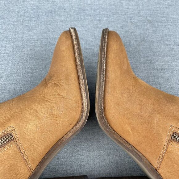 Steve Madden Boots Womens 8.5 Tan Leather Buckle Heel Boho Western Cowgirl Ankle - Picture 10 of 16